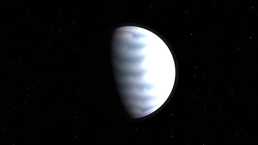 Looping Pale Blue Ice Giant Planet Animation in Space