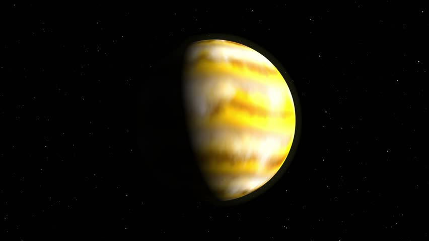 Looping Yellow Gas Giant Planet Animation in Space
