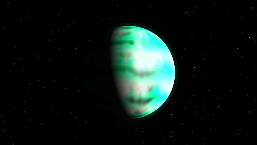Looping Cyan Green Gas Giant Exoplanet Animation