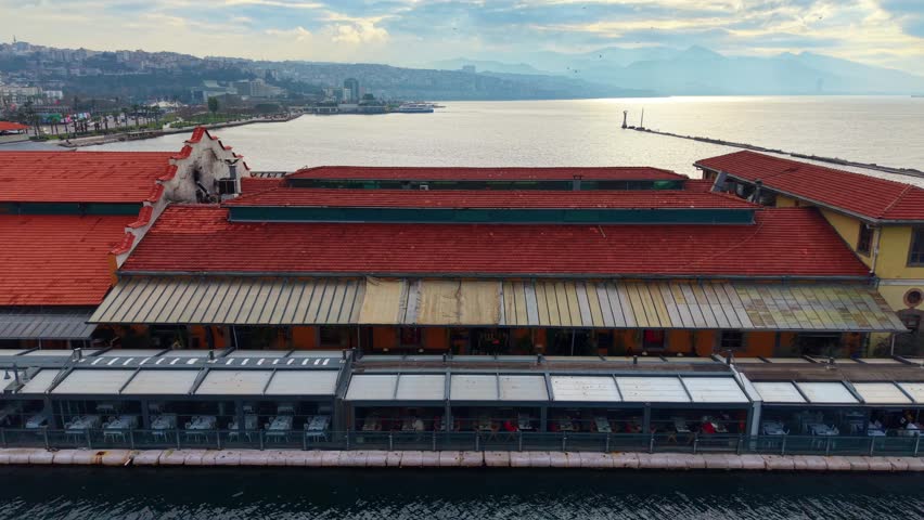 Izmir Konak Pier Shopping Mall, a historical site by the sea, aerial view 4