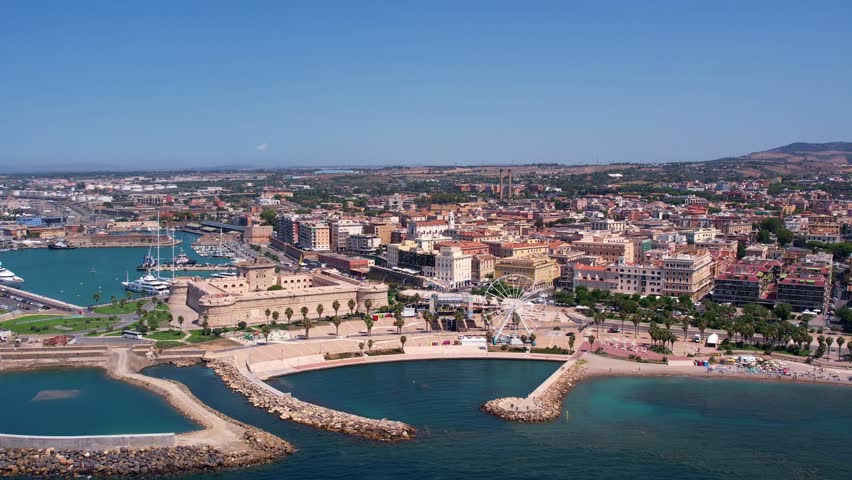 
drone video of civitavecchia, italy