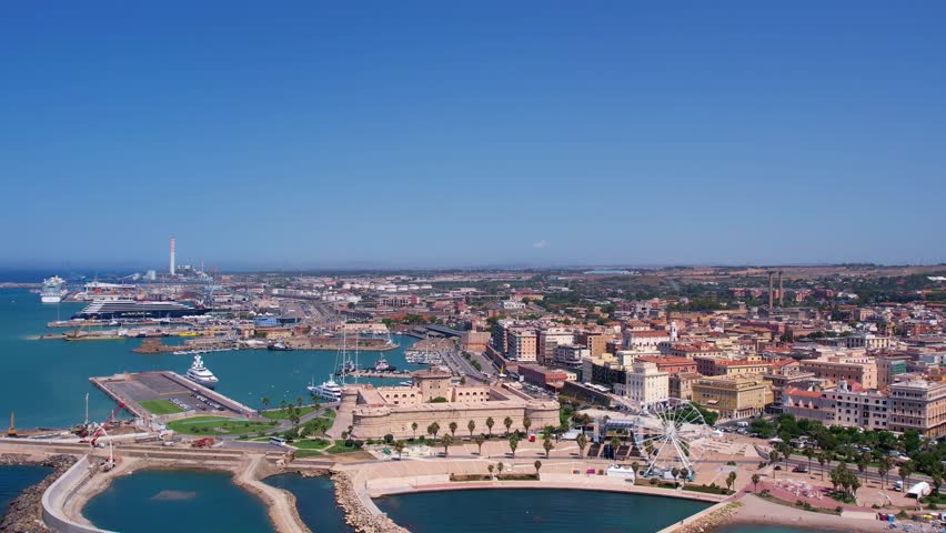 
drone video of civitavecchia, italy