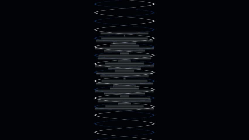 A mesmerizing abstract visualization of a digital sound waveform, rendered with glowing lines against a deep black backdrop. The intricate pattern suggests data and technology.