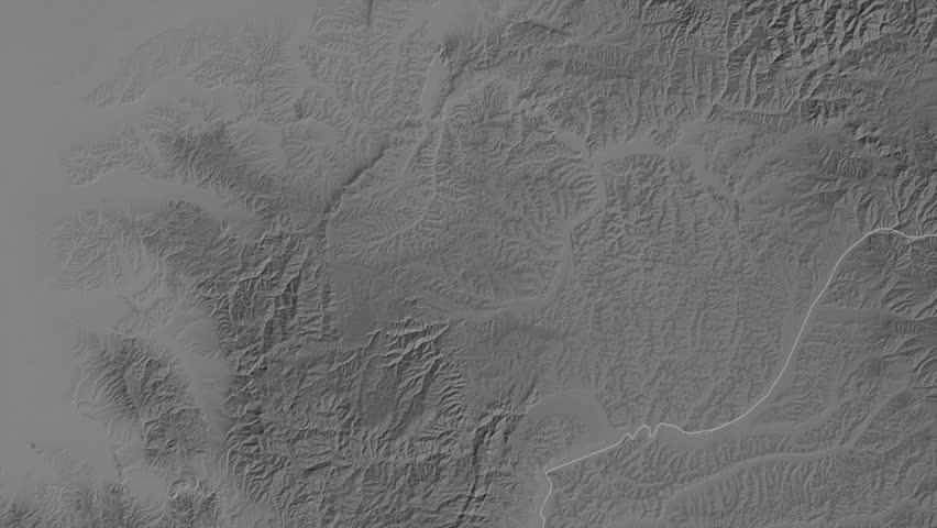 Cluj region, Romania, extruded. Grayscale map