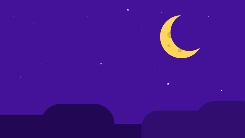 Minimalist Night Sky Vector Illustration Featuring a Crescent Moon and Stars