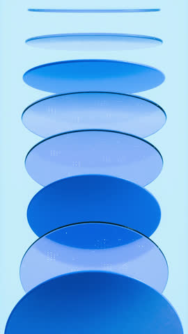 Abstract futuristic business technology background with circle glass gradient shapes. 4k seamless loop animation.