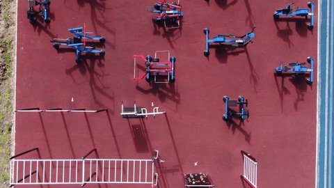 Top Down Drone View Outdoor Gym Area
