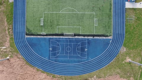 Overhead Forward Drone Shot above Sports Field