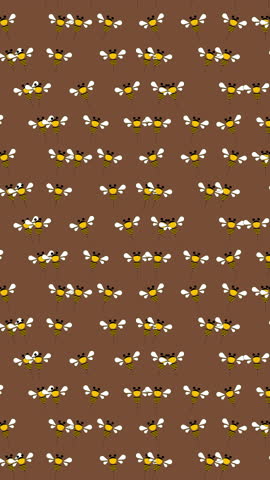 Adorable cartoon bees wiggling seamless pattern loop animation. motion background.