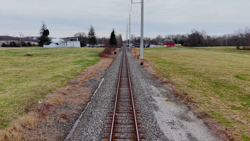 Aerial view featuring train tracks in Newark, Delaware