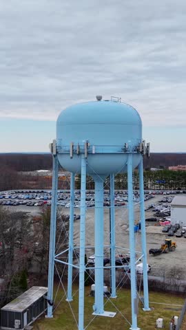 Aerial view featuring a water tower in Windsor, New Jersey