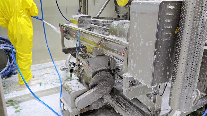 Professional Acidic Foam Cleaning of Tofu Production Equipment in Food Factory