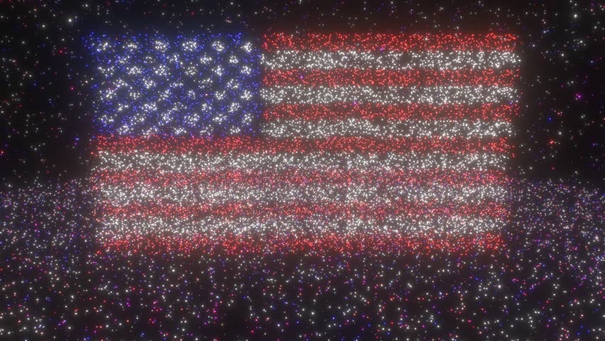 American Flag Patriotic Fourth Of July Holiday Sparkling Star Lights - 4K Seamless VJ Loop Motion Background Animation