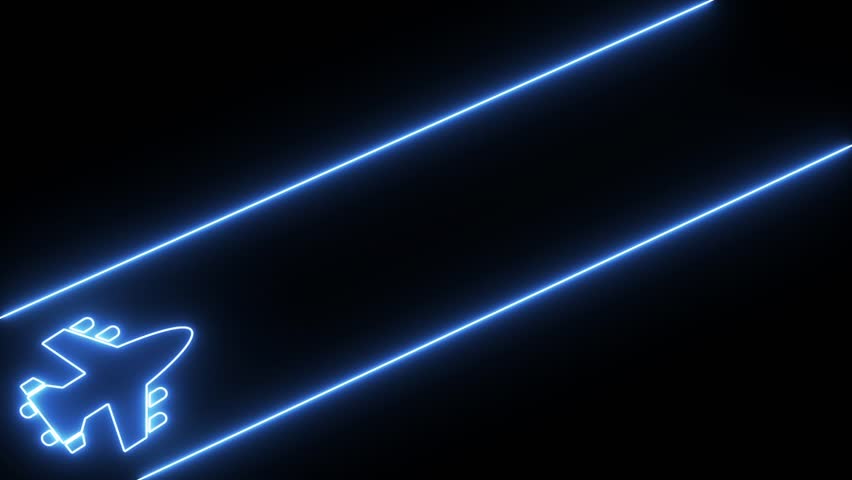  a neon-style graphic of an airplane, often used in travel or transport-themed digital games or animations. This graphic could function as a loading icon, a map marker, or part of a user interface for a flight simulation or management game. 