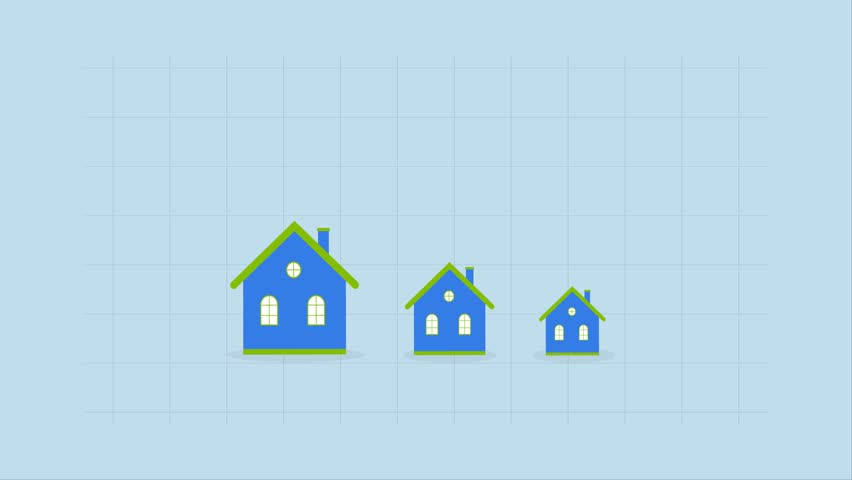 Housing price falling down, 4k animation of Businessman investor and homeowner experiencing decrease in the housing market