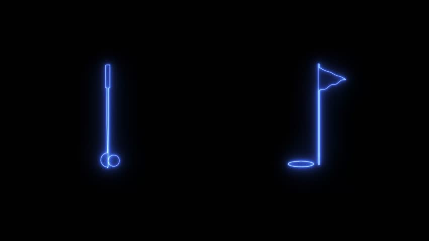 Minimal golf putter hits white ball into hole. Golf player hitting the ball, Golf ball going into the hole on the golf course.