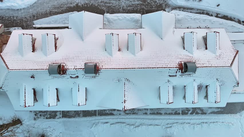 Establishing shot of a Manor in the snowy forest