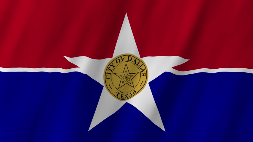 Dallas City Flag Waving 4K Realistic Texas Big D National Symbol Graphic