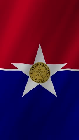 Vertical Dallas Flag Animation 4K Texas Pride Lone Star City Symbol