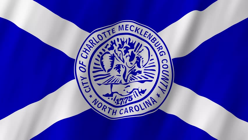 Charlotte North Carolina City Flag Waving 4K Realistic Queen City National Symbol