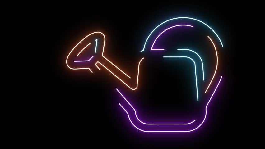 Glowing neon headphones animation on dark background, representing music, audio technology, sound experience, and entertainment with modern outline design and vibrant motion loop.