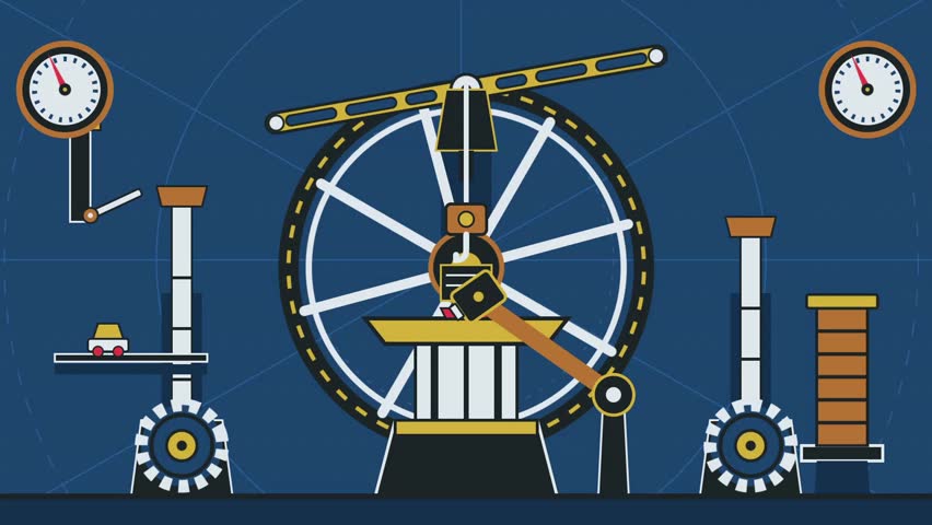 Mechanical Industrial Machine Icon Set and Engineering Concept