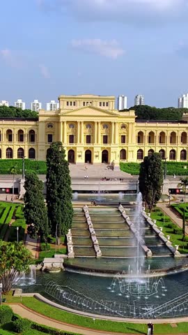Cultural Heritage of Brazil. Aerial View of Restored Museu Paulista and Park, São Paulo, South America