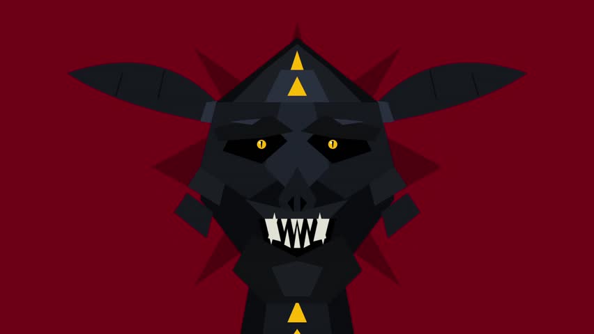 Stylized Geometric Dragon Head Monster Vector Illustration