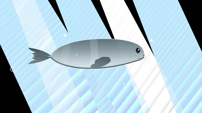 Cute Cartoon Seal Swimming in Abstract Underwater Animation