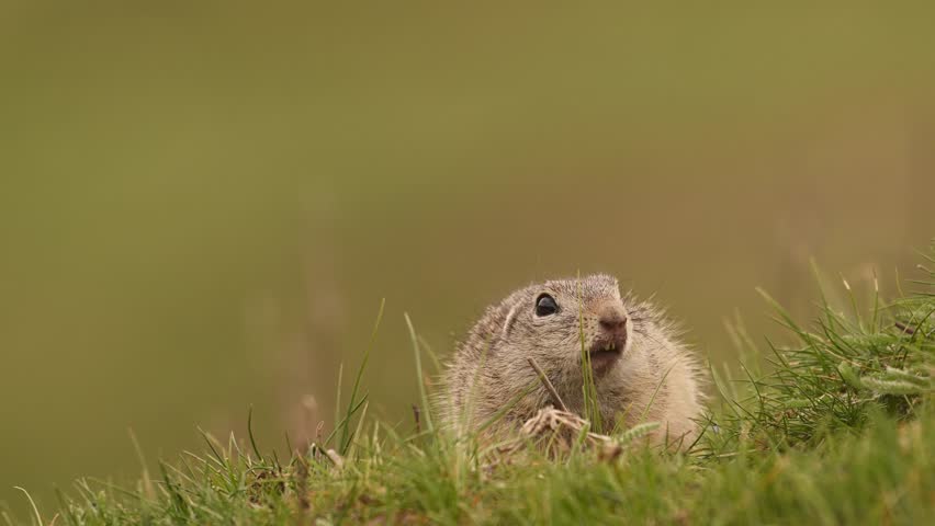  Cute European ground squirrel in fresh spring grass