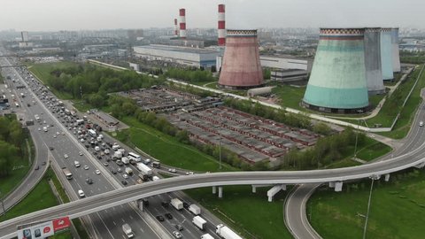 Forward Flight above Moscow Garage Area near
