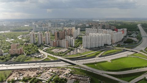 Static Drone Shot above Moscow Highway Junction