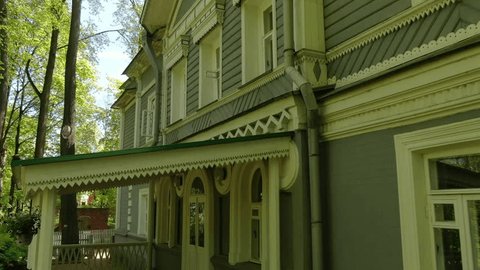 Drone Orbit Close Historic House Facade