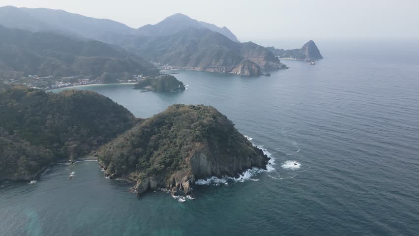 Aerial view of the beautiful Izu coastline, Shizuoka, Japan