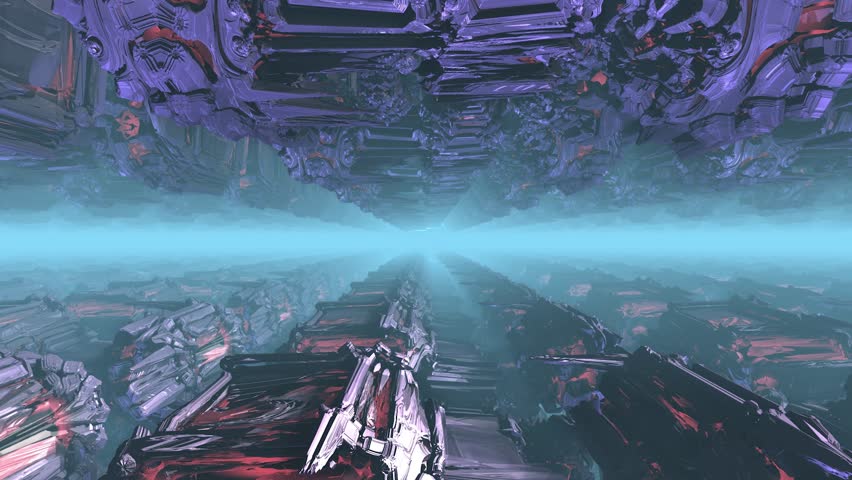 Horizon 05 - Fractal Landscapes. Flight toward the horizon over shifting fractal structures, from cyber-machines to biological organisms. Contemplating the horizon is the best form of meditation.
For VJ artists, from slow motion esoteric performance to fast psychedelic DJ sets with add a beat using effects. And also for designers and marketers to make video backgrounds or trading platform more modern, immersive and unique.
Visualizations of fractals math formulas in three-dimensional space were created using the Mandelbulber software. True 3D artwork, not AI falsification. The ability to mix several formulas in the program allows to create new unique abstractions. Setting up animation frames is a complex process that requires a lot of knowledge and practice, fractals can be unpredictable. Rendering a 10 minutes video art piece takes about a month.
Mesmerizing fractal transformations are designed to hold and slow down the viewer. Abstract forms give the mind a rest without being tied to known objects and give a start to the imagination. Changing colors, textures and lighting set the mood, dark or light, colorful or calm white. Fractals are part of Sacred Geometry, the natural structure of the universe. Unimaginable scales of space. The most complex visual codes from distant galaxies. Welcome to journey into the infinite metaverse.