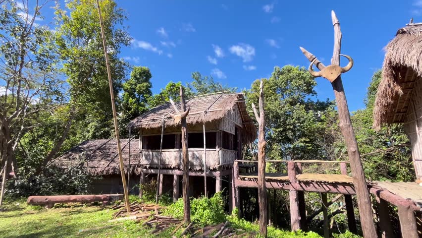 Wooden houses of the tribal people in Mizoram