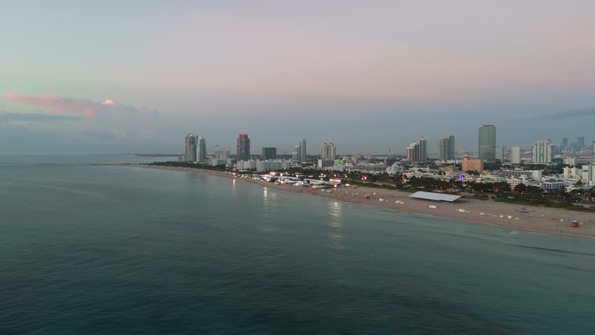 Sunrise on Miami Beach and Buildings