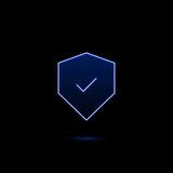 Dynamic 3d glowing blue neon security shield icon rotating on black background. Futuristic cybersecurity concept loop. - Powered by Shutterstock - Get 15% off with code: PIKWIZARD15