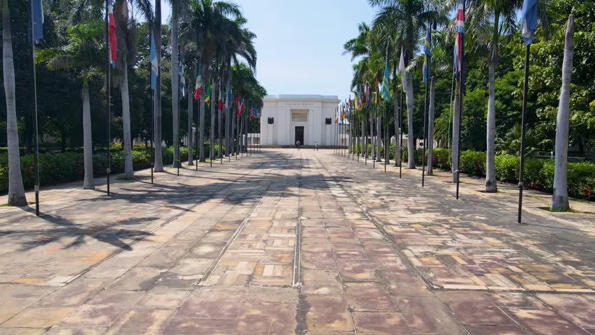 A white mausoleum reading 