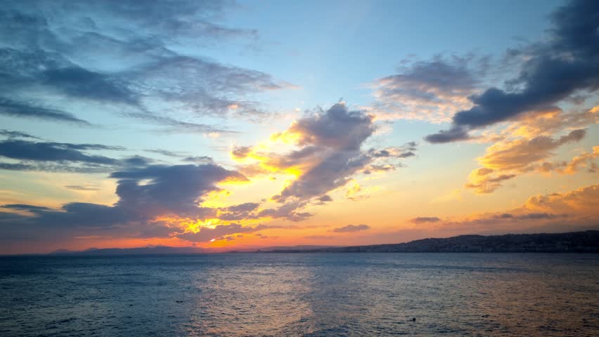 Sunset and clouds over the ocean