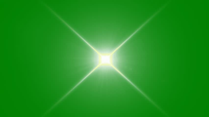 Bright White Starburst Light Effect Isolated on Green Screen