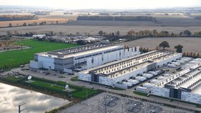 Aerial view of hyperscale data center and electrical substation in Dublin, Ohio. - Powered by Shutterstock - Get 15% off with code: PIKWIZARD15