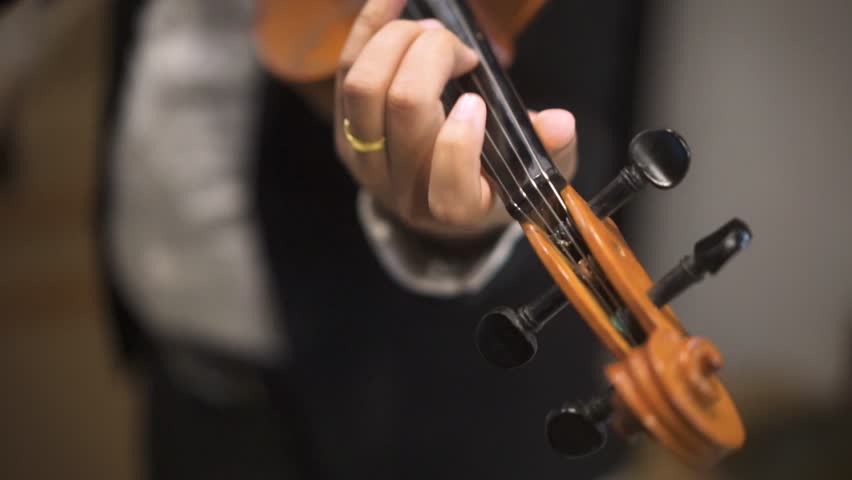 Musician Playing Violin in Classic Concert