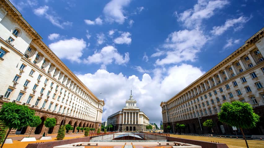 View of the building of the National Assembly of Bulgaria in the city of SofiaAn architectural ensemble of three Socialist Classicism edifices in central Sofia, the capital of BulgariaNational Assembly of Bulgaria building aerial panoramic view in Sofia. Sofia is the capital and largest city of Bulgaria.