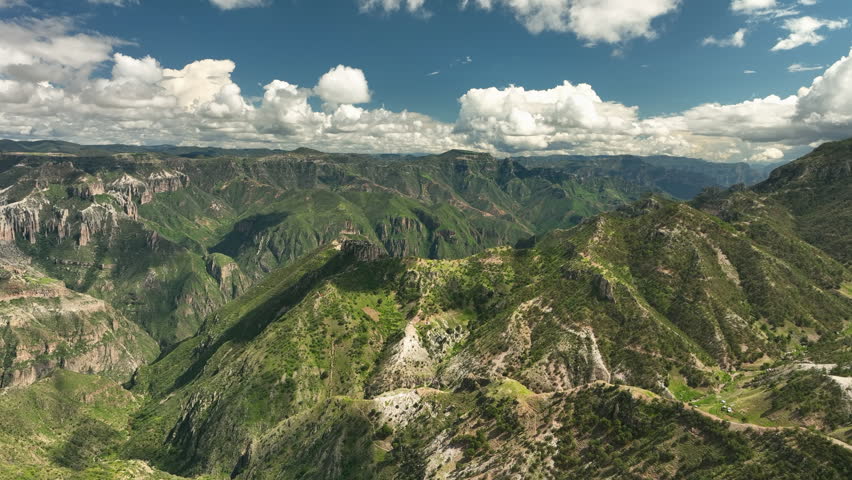 Aerial View of the Rugged Mountains and Deep Gorges in Copper Canyon Park, Mexico