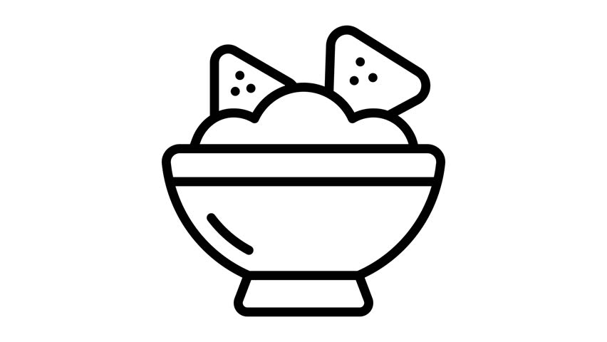 A well designed outline animated icon of cheesy nachos bowl