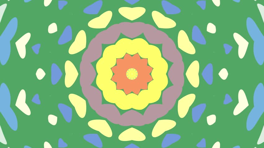 Vibrant symmetric floral mandala illustration with colorful geometric circular shapes