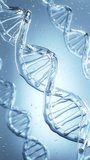 DNA Double Helix Spiral Molecule Structure, blue water dna Science or medical background, 4K vertical mobile format. - Powered by Shutterstock - Get 15% off with code: PIKWIZARD15