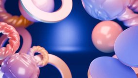 Pastel spheres and rings float against a dark blue background. - Powered by Shutterstock - Get 15% off with code: PIKWIZARD15