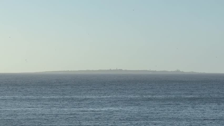 View of Robben Island from Cape Town.